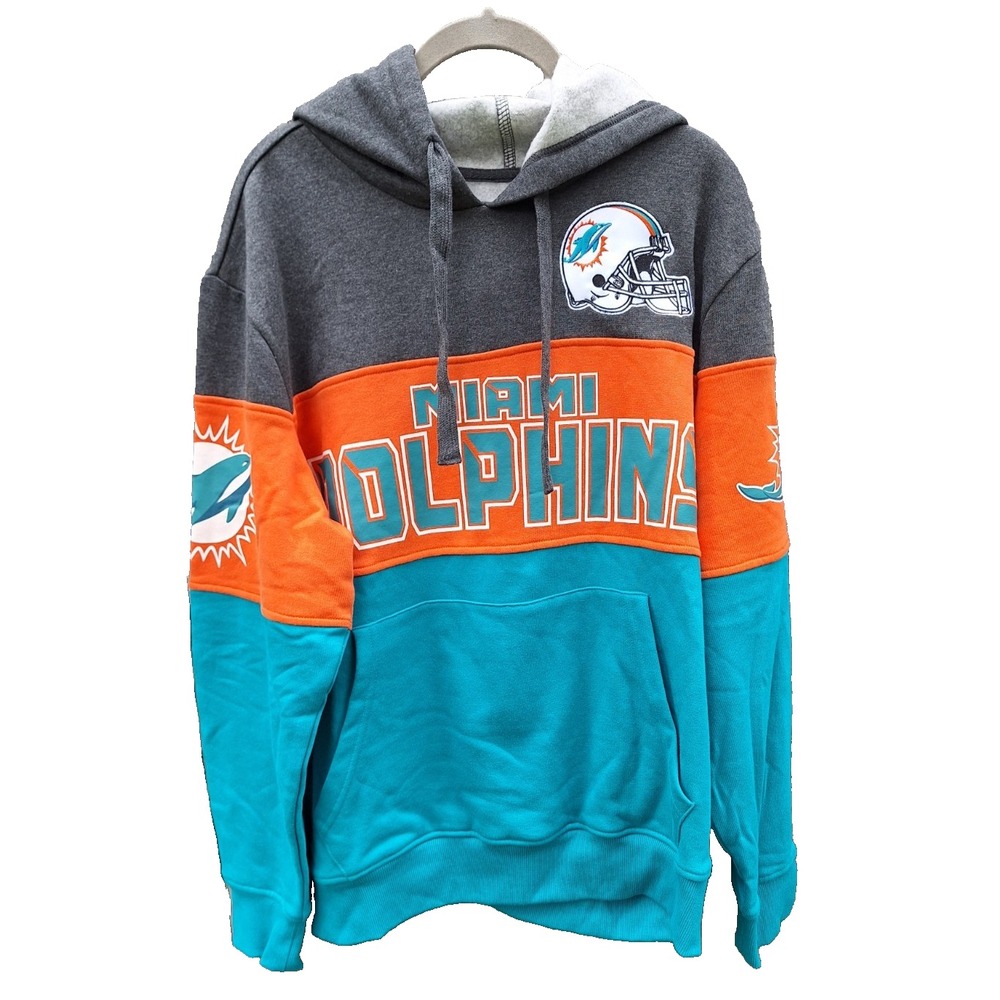 Miami Dolphins NEW Starter Colorblock Hoodie Size Large NFL Football Pullover